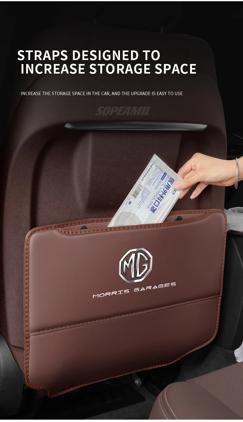 Auto Sitz Zurück Lagerung Tasche Hinten Rückenlehne Schutz Anti-kick Pad Für MG ZS HS ES5 MG4 EV Elektrische S5 EV MG3 MG5 MG6 MG7 EIN EZS – Detail 9
