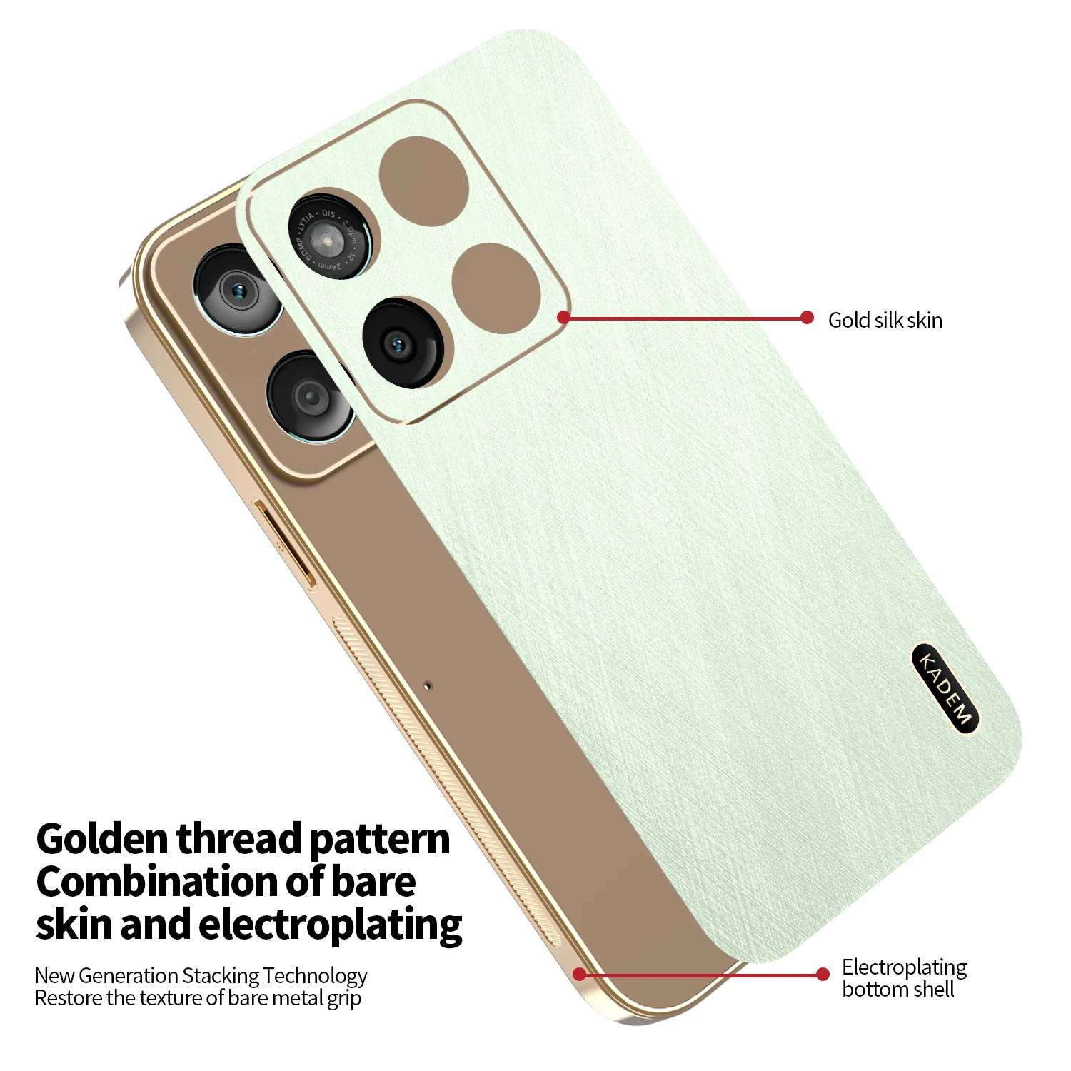 Bamboo Patterned Leather Case with Magnetic Wireless Charging Feature