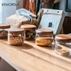 KEMORELA 330/500/750/1000ML Glass Storage Jar with Wooden Lids Countertop Seasoning Bottle Spice Jar Tea Candy Rice Pepper Jar 4