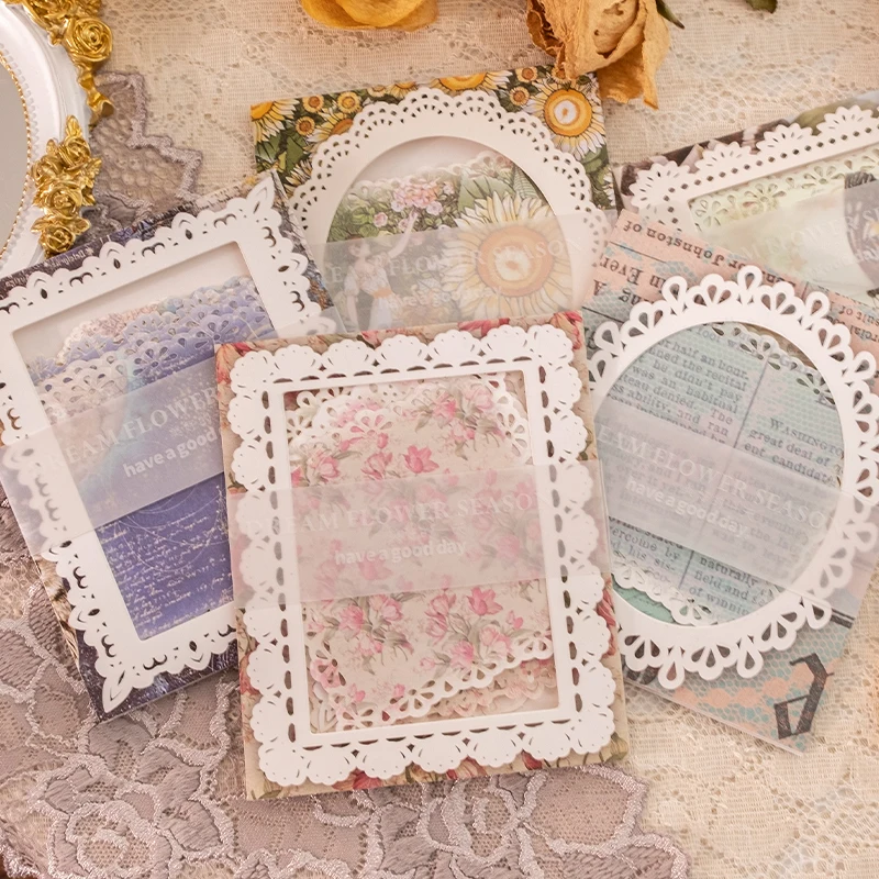 

Vintage Style Various Pattern Hollow Lace Frame Material Paper Aesthetic Planner Pay Note Design Scrapbooking Notebook Material