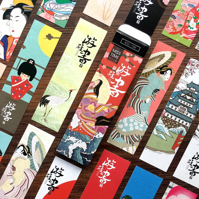 Cute Kawaii Paper Bookmark Vintage Japanese Style Book Marks for Kids Student School Office Stationery 30 Pcs/Set