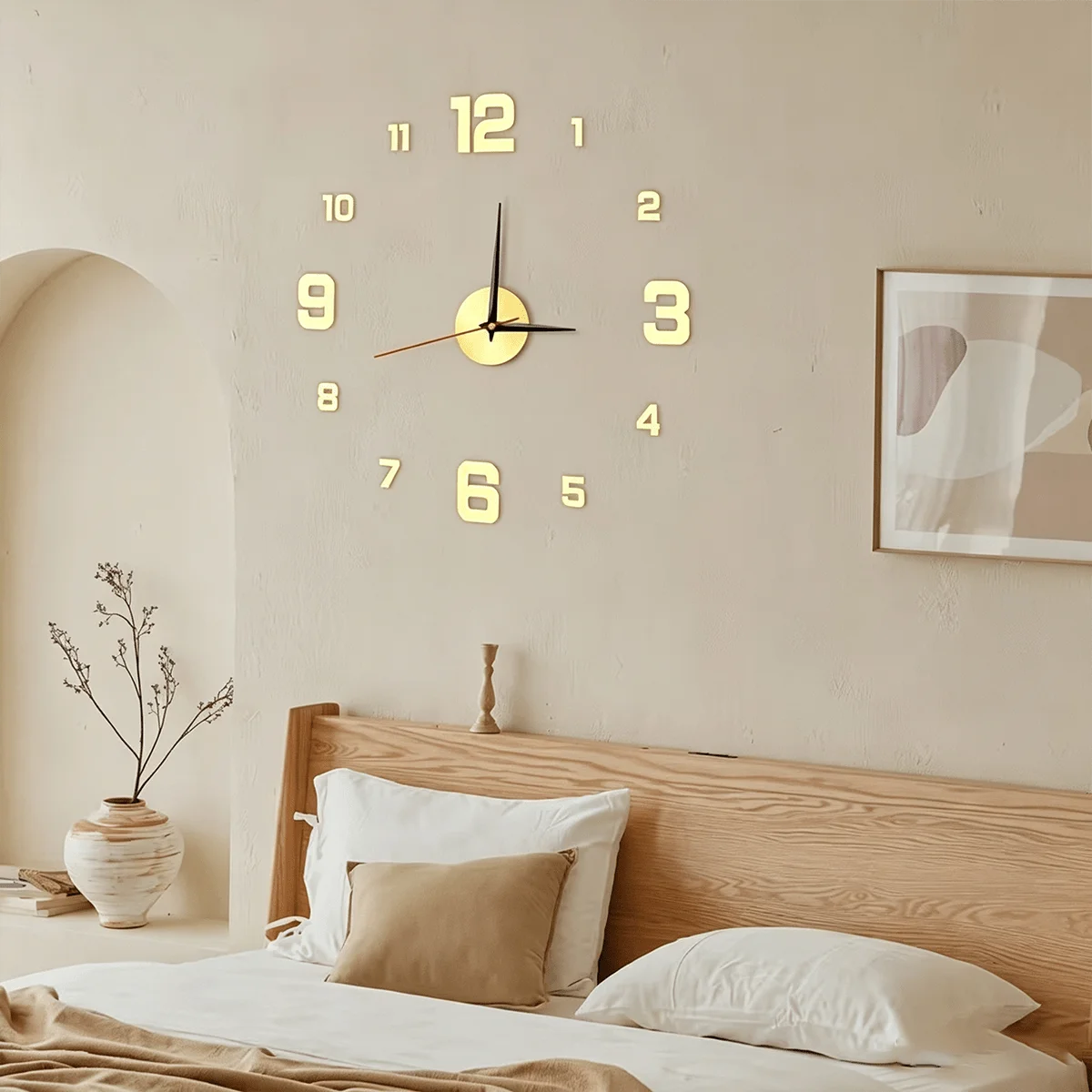 Glow-in-the-Dark DIY Wall Clock Creative Design Mirror Surface - Image 3