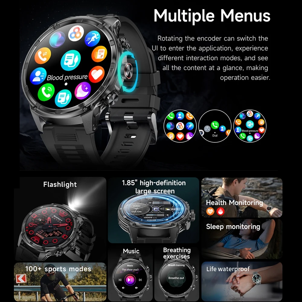 2026 New Men's 1.85 inch HD Smart Watch NFC Sensor Bluetooth Call 710 mAh Large Capacity Battery Sports Fitness Smartwatch