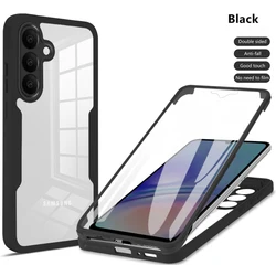 Full Body Hard Case with Built - in Screen Protector - Double Sided HD Clear Design - Galaxy S25 FE (Black)