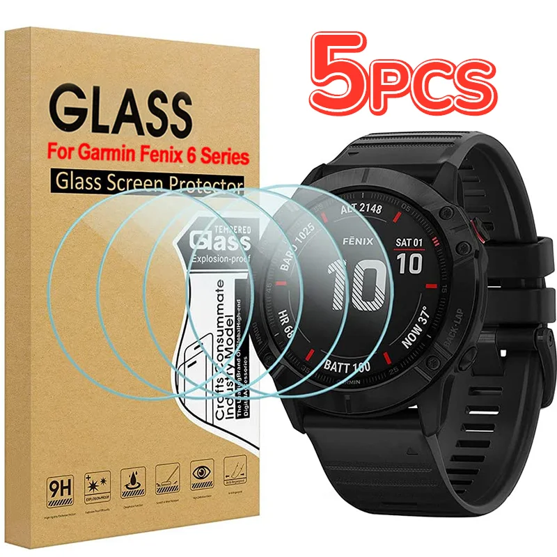 5-1Pack Gehärtetem Glas für Garmin Fenix 6 6S 6X Pro Sapphire HD Display-schutzfolien Film für fenix 6 6S 6X Smartwatch Zubehör