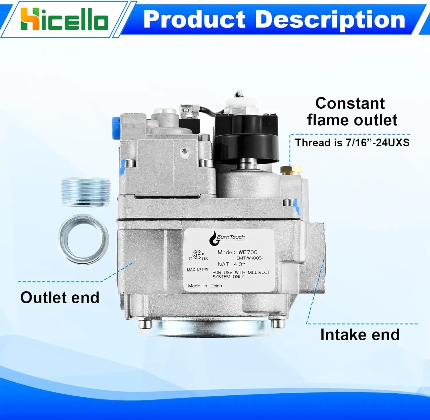 700 Series Millivolt Gas Valve Replacement Parts fit for Robertshaw 700-506 Thermostat Gas Combination Furnace Valves Repair