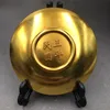 Antique Bronze Gilded Double Dragon Fuzi Plate Decorative Ornament 3