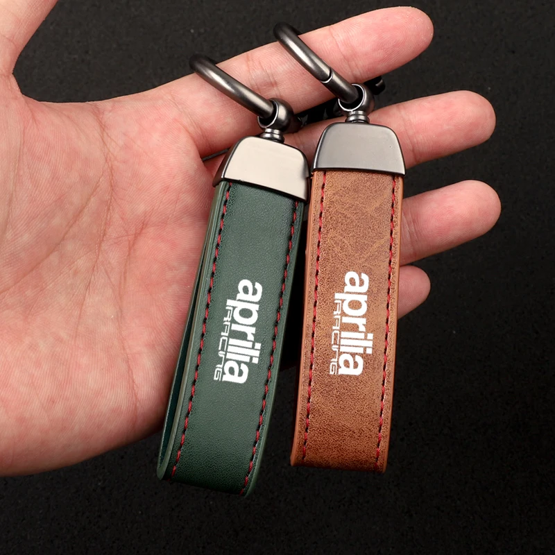 Premium material leather motorcycle key ring chain for Aprilia Racing GPR RSV4 RS125 RS250 with logo car Accessories