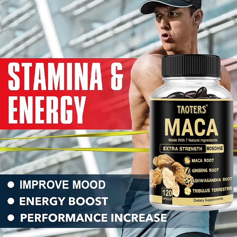Taoters Black Maca Root Extract 8050 mg For Muscle Mass and Workout Energy Supplement Non-GMO