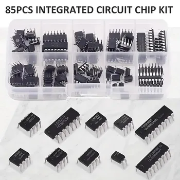 85PCS 10 Types NE555 LM324 LM393 UA741 ULN2803 LM358 LM386 NE5532 ULN2003 PC817 Integrated Circuit DIP IC Kit 