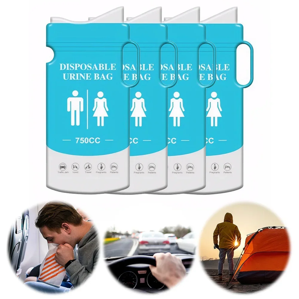 750ml Disposable Urine Bag Travel Urinals with Handle Outdoor Emergency Urinate Bags Leakproof Self Sealing for Camping Hiking