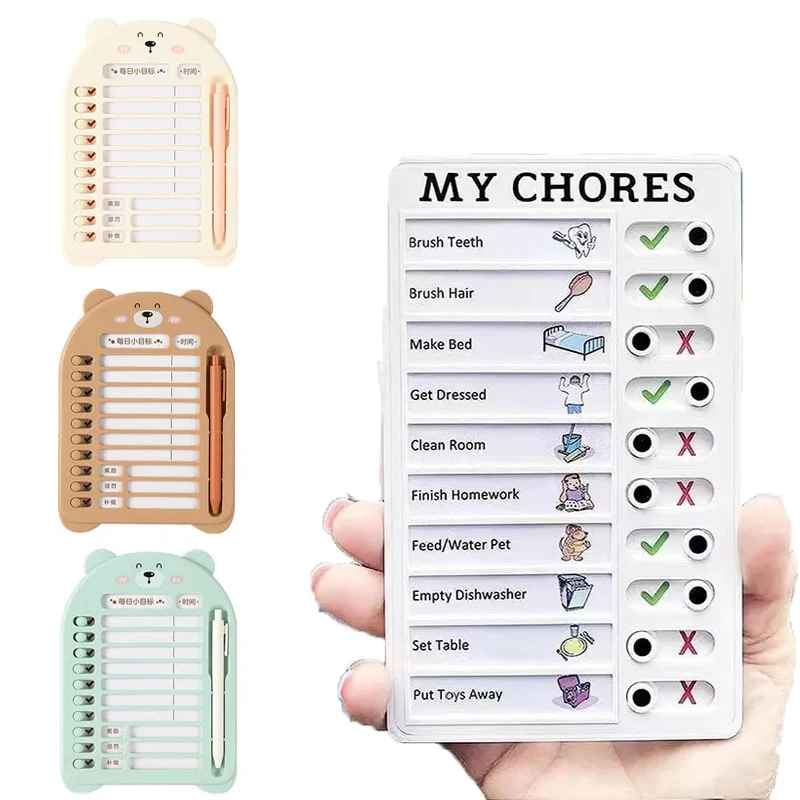 

Reusable Chore Chart Planning Board Children's Self-discipline Punch Card Holiday Schedule Memo Board Daily Task Checklist Board