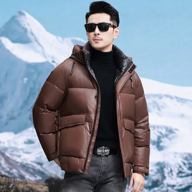 thumbnail image 1 of Chaqueta de plumón de invierno 2024, nueva ropa de diseñador de lujo para hombre, abrigo corto grueso, plumón de ganso ultraligero con capucha ligera, 1 of 5