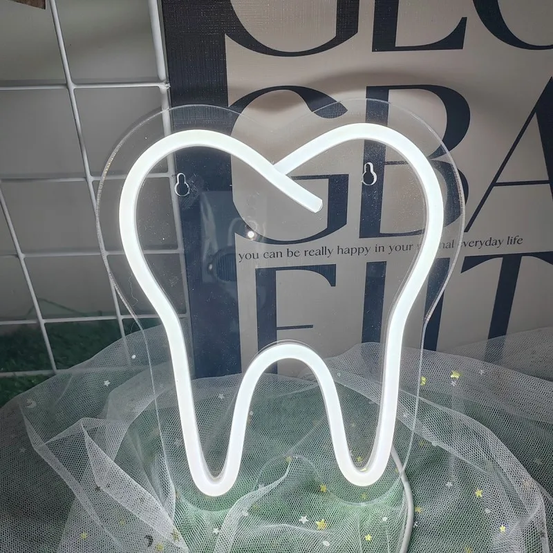 

Tooth LED Neon Light Party Table Lamp Neon Sign for Shop Window Art Room Decor Neon Lights Colorful Night Light Room Decor