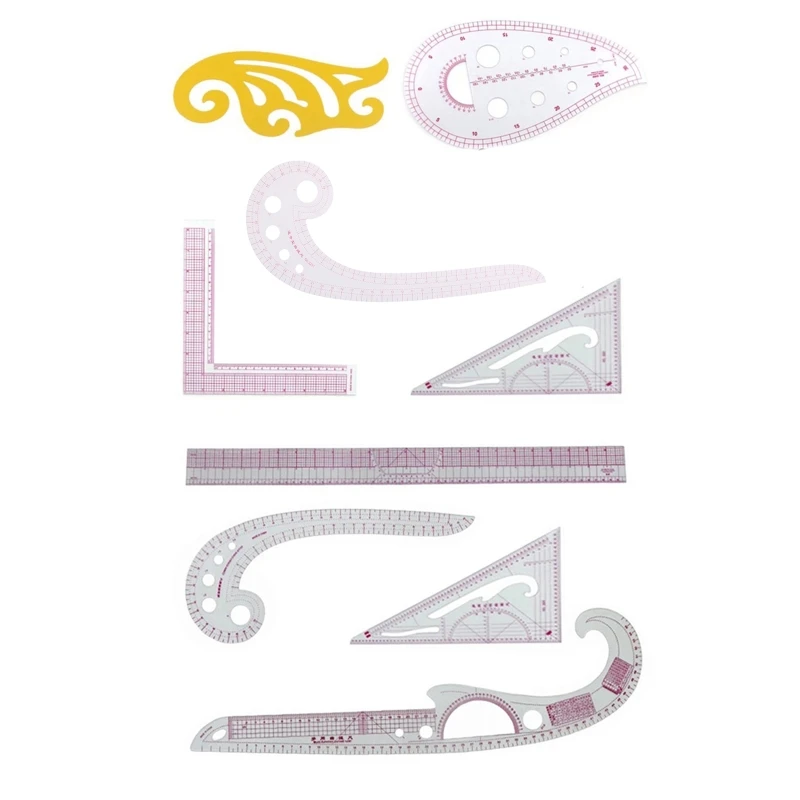 

4/5 Stlye Sew French Ruler Metric Shaped Plastic Sewing Tools Measure Ruler Sewing Pattern Making Design DIY
