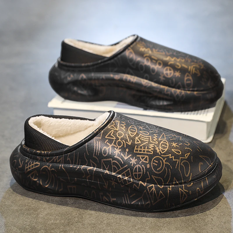 

Новая зимняя обувь на платформе без шнурков, эластичная Водонепроницаемая модная Нескользящая износостойкая Теплая Бархатная обувь для дома