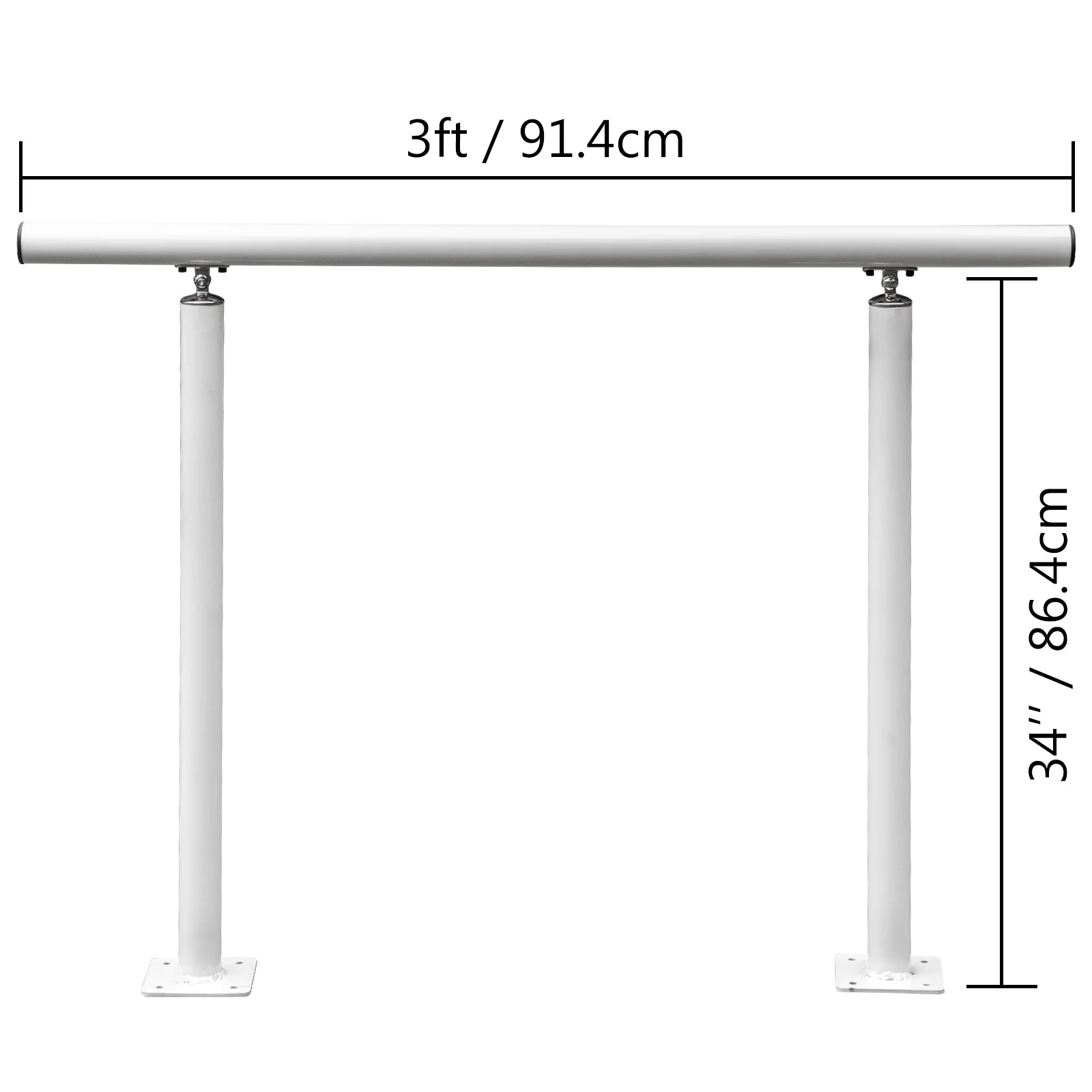 VEVOR Handrail Outdoor Stairs 3/4 ft 34 Inch Outdoor Handrail Stair Railing Adjustable From 0 to 60 Degrees Black/White