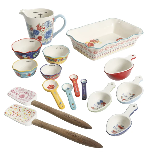 The Pioneer Woman Floral Medley 16-Piece Stoneware Bakeware Combo Set  patisserie kitchen accessories - AliExpress
