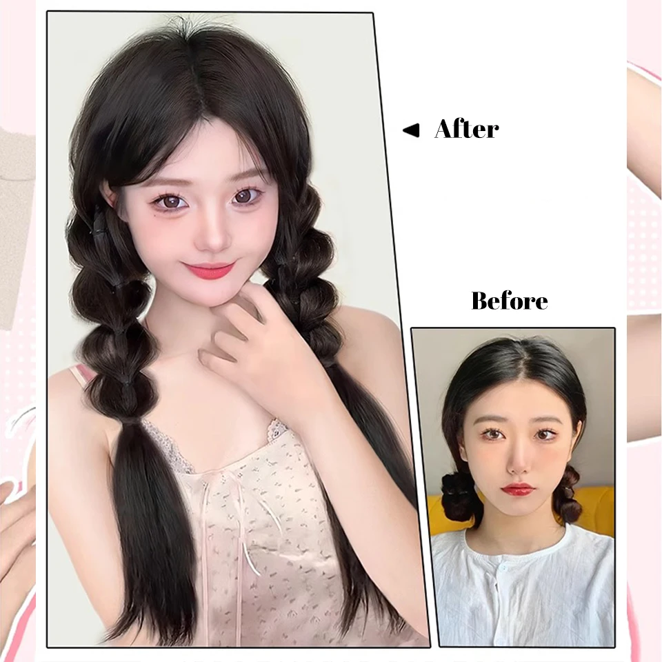 OLACARE Synthetic Ponytail Extensions Long Braids Pony Tail Heat Resistant Fiber for Women Brown Braid Hair Ponytail