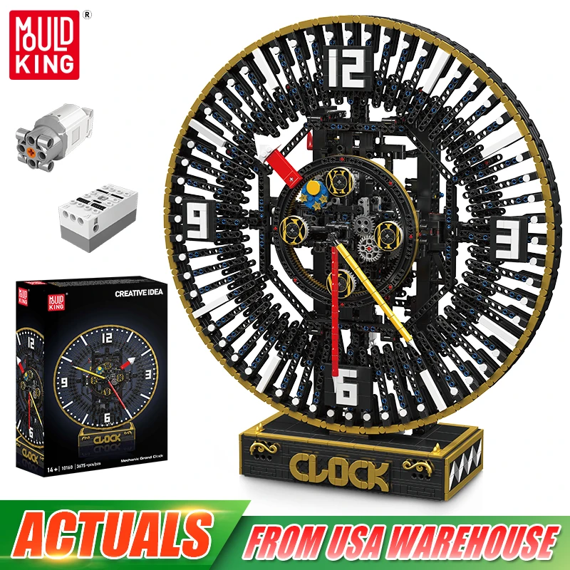 Mould King 10160 Technical Clock Toys The Motorized Mechanical Grand Clock Building Block STEM Brick Set Kids Christmas Gift