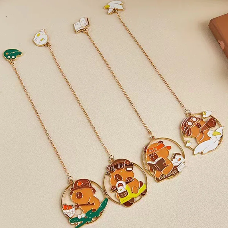 Capybara Cartoon Metal Hollow Bookmark notebook Pendant Cute Stationery Book Clip Pagination Mark Pretty birthday gift