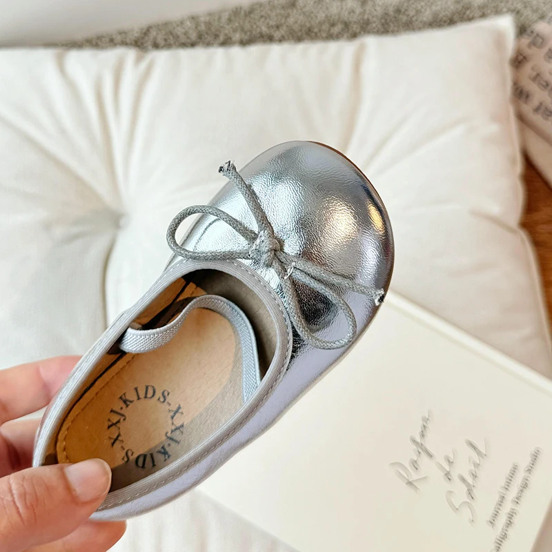 Children's Little Leather Shoes For Girls Spring&Autumn Korean Girls' Soft Sole Bow Anti Slip Fashion Princess Single Shoes
