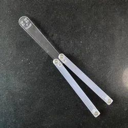 Beginner - Friendly Fancy Plastic Butterfly Knife with UV Print Design (Transparent)