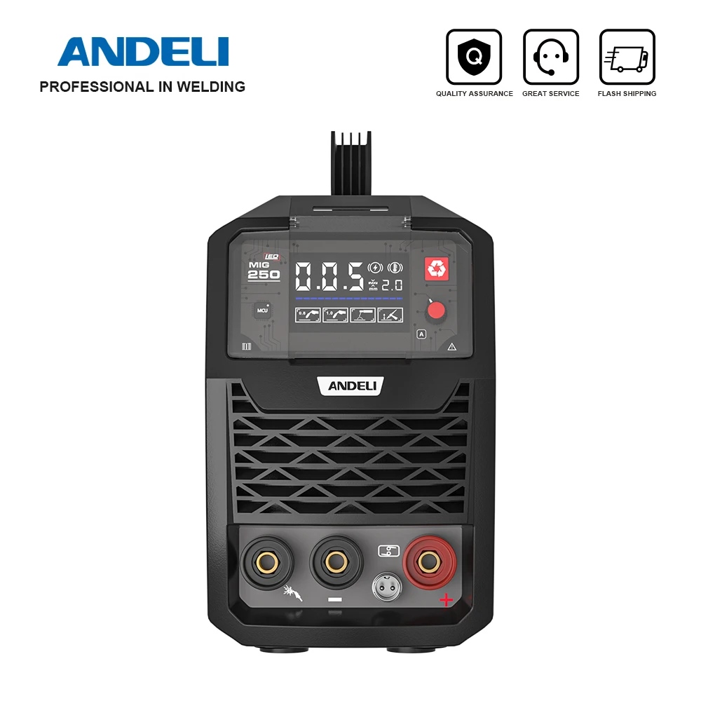 ANDELI MIG-250 Synergic MIG welding machine without Gas Flux Core Wire Inverter MIG Welder Gasless welding Household