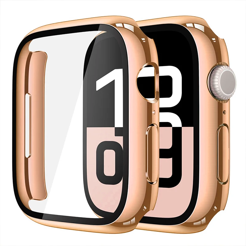 Sleek Plated Apple Watch Case with Glass & Bumper Screen Protector