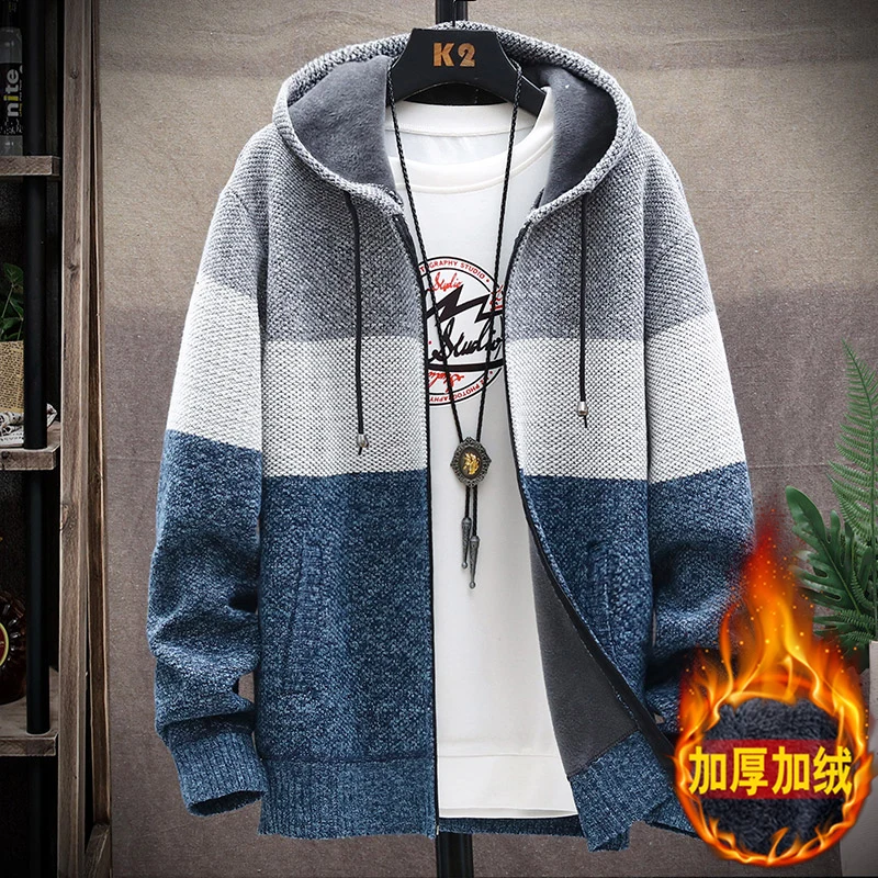 Knitted Cardigan Sweater Coat Fleece For Men Winter