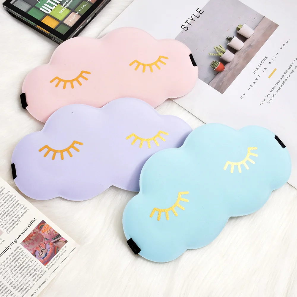 Sleeping Blindfold 3D Cloud Cartoon Cloud Eye Mask Cute Eyelashes Sleep Shade Eyepatch Sleeping Aid Eye Shade Cover