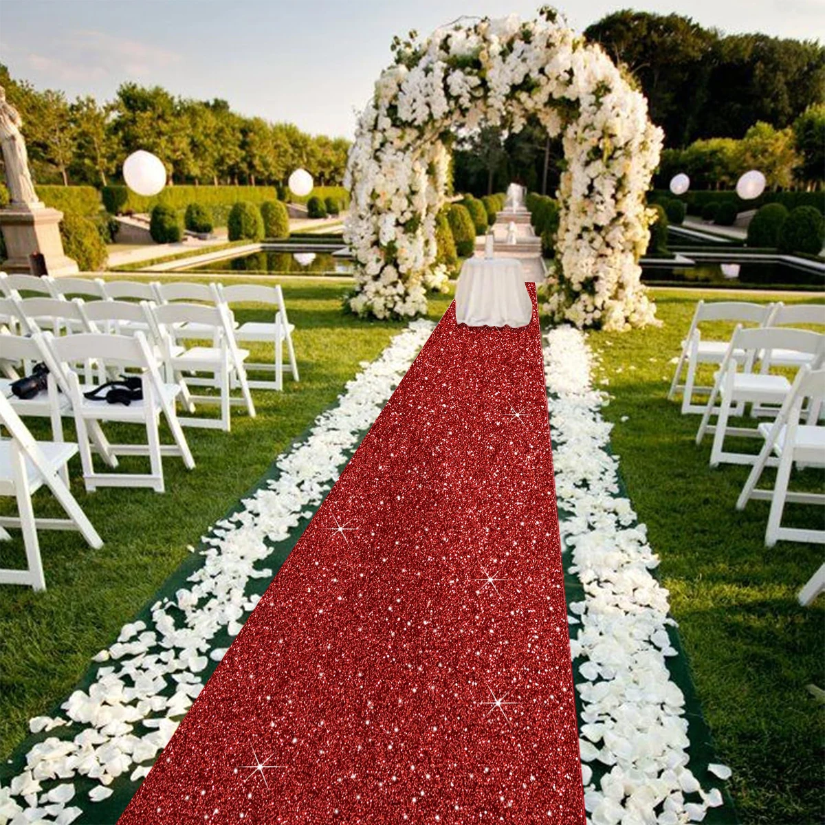 Red Wedding Carpet Glitter Runway Sparkling Wedding Birthday Party Event Decoration Outdoor Accessories Banquet Corridor Carpet