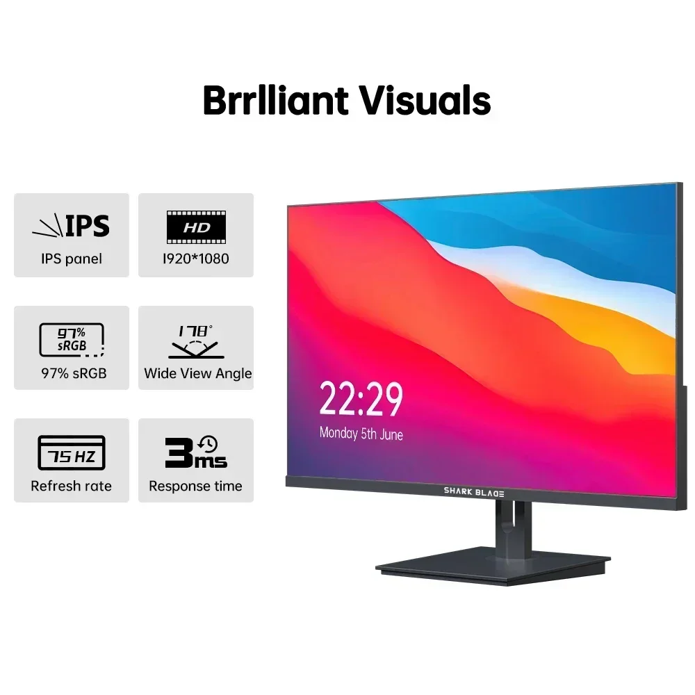 24 ġ PC , IPS LCD ÷, HD 75Hz ũž ̹ ǻ ȭ,  г HDMI ȣȯ DP