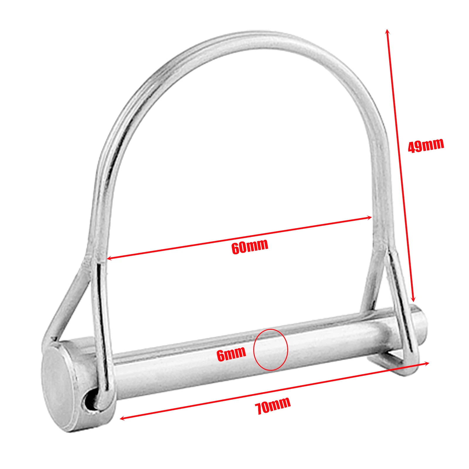 Trailer Coupler Safety Hitch Pin Lock D Shape Universal Heavy Duty Towing Hook 1/4Inch 6mm Dia x 2Inch 50mm 70mm Quick Lock trailer coupling lock
