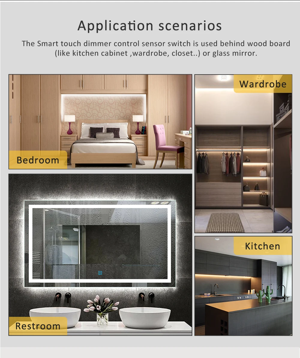 Description Picture 6 of itemPenetrable Wood Touch Sensor Led Strip Light Dimmable 1M 2M 3M 4M 5M 12V Lamp Tape for Kitchen Closet Backlight Cabinet Lighting