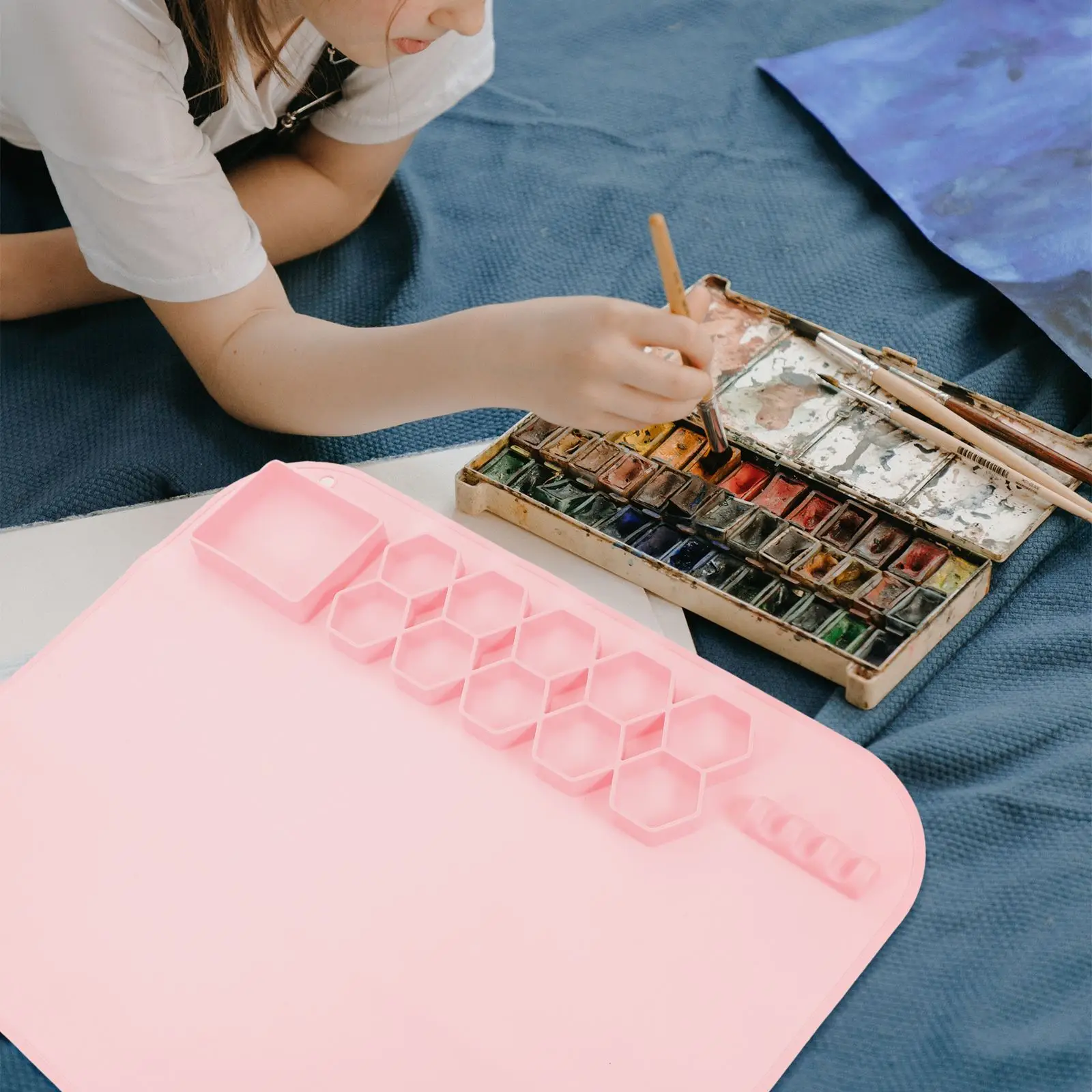 Pink Washable Painting Pad Silicone Craft Mat Kids Art Supplies Palette Non Stick Diy Multipurpose Board Lightweight Portable