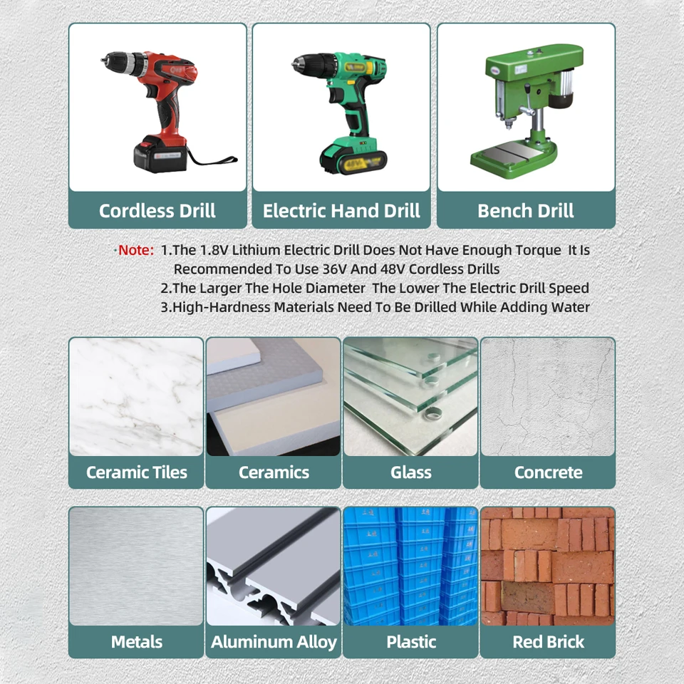 Drill bit set Cross Hex Drill Bit Set Concrete Porcelain Tile Glass Metal Professional Multifunction Drill Bits Kit Tools Carbide Drills