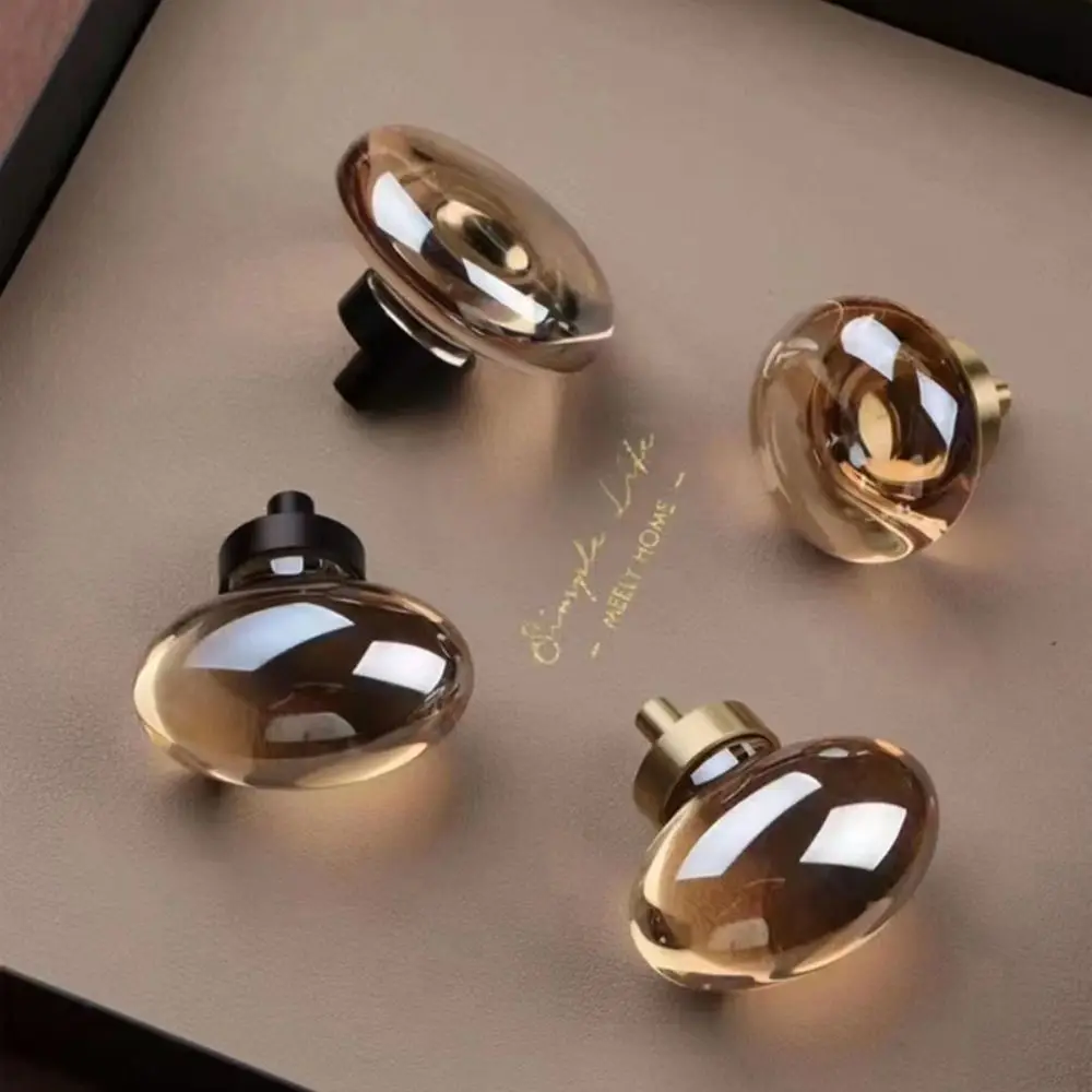 Crystal Glass Furniture Handle Single Hole Drawer Pull Handles