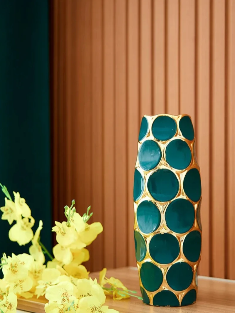 

Light luxury Ceramic Vase Stereoscopic Dried Fowers Arrangement Wobble Plate Living Room Entrance Ornaments Home Decorations