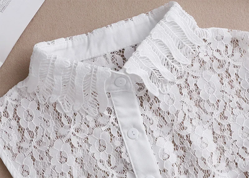 Female Lace Detachable Collar Vintage Solid Fake Collar Lapel Blouse Top Adjustable Women Clothes Ladies False Collar