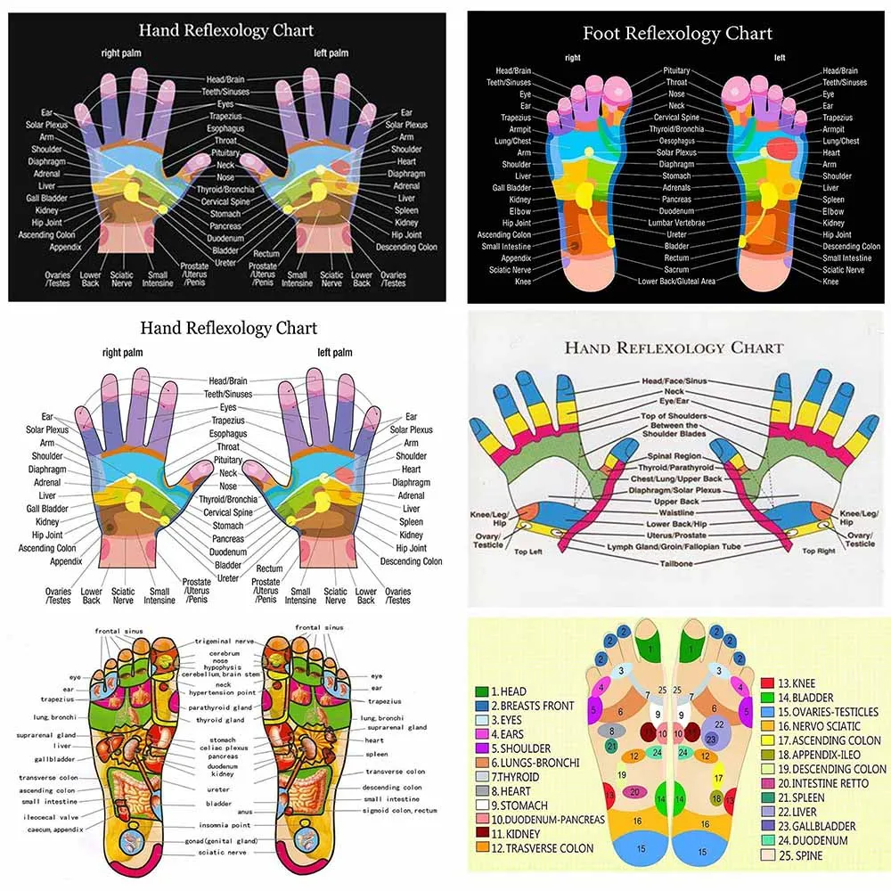 

11Style Choose Reflexology Labeled Hand Chart Holistic Health Large Colour Art Picture Print Canvas Poster Home Wall Decor