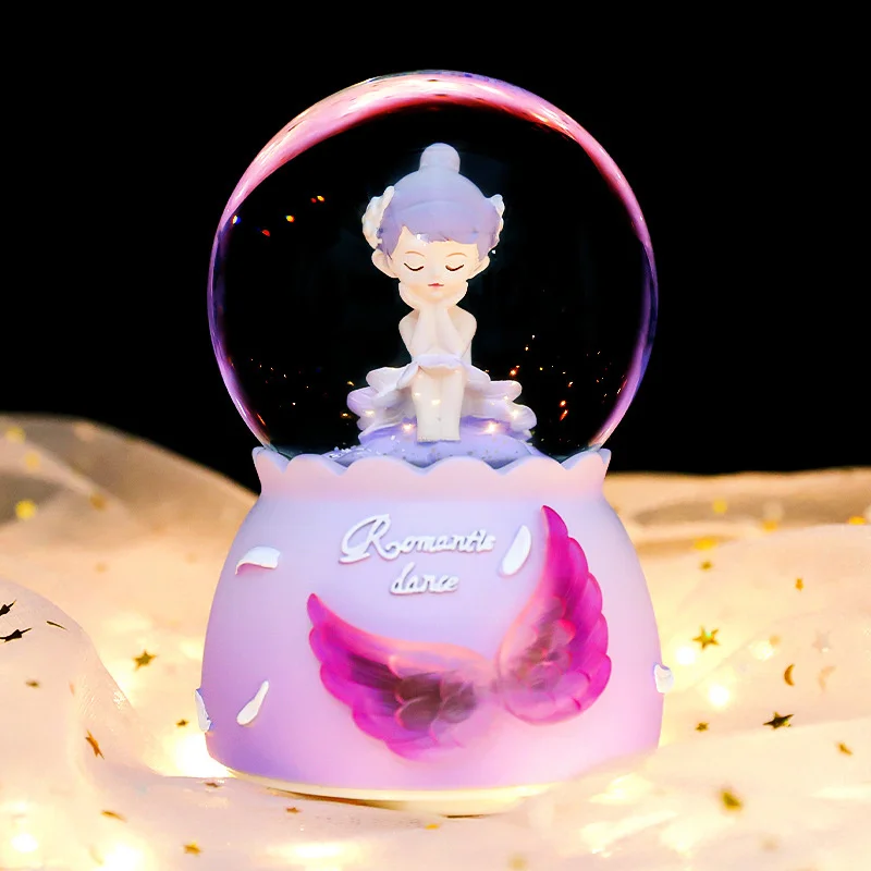 Dream Music Box for Girl, Rotating Ballet, Bella Angel, Snow Crystal Ball, Desktop Decoration, Gift