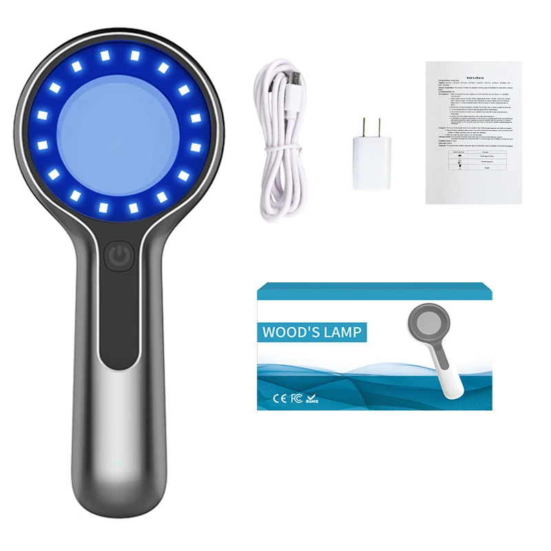 Woods Lamp Skin Tester Portable Facial Salon Beauty Analyzer UV Lamp Wood Dermatology For Analyzing Testing Examination