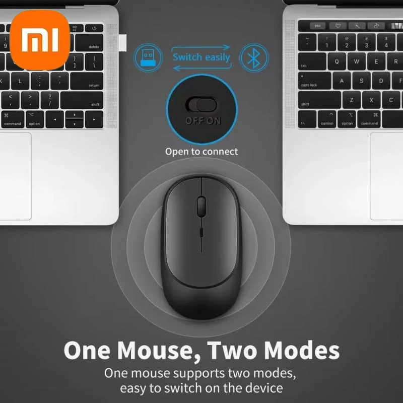 Xiaomi Wireless Mouse Dual Modes Bluetooth5.0-compatible Portable 2.4G USB Transmitter Silent Ergonomic Rechargeable Mouse