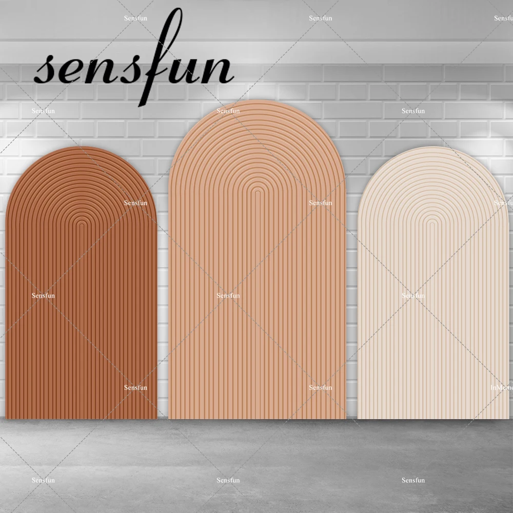 

Brown Nude Color Oh Baby Arch Backdrop Cover Stripes Bridal Shower Wedding Party Chiara Wall Backgrounds Doubleside