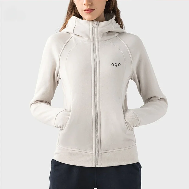 lo-autumn-and-winter-hooded-plush-sports-guard-women's-slim-fit-sports-zipper-yoga-fitness-jacket-outdoor-leisure-jacket