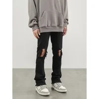 Summer Holed Jeans Men's Loose-fit Straight-leg Pants Casual Style Cotton Pants Adequate Room For Movement