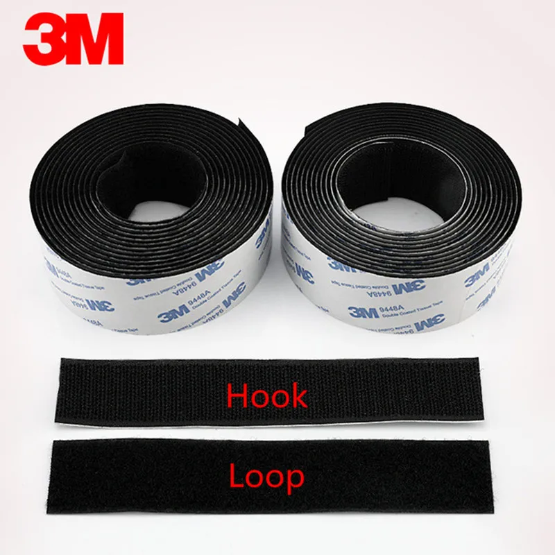 30mm Width Strong Self Adhesive Velcro Tape 3M 9448A Glue Hook and