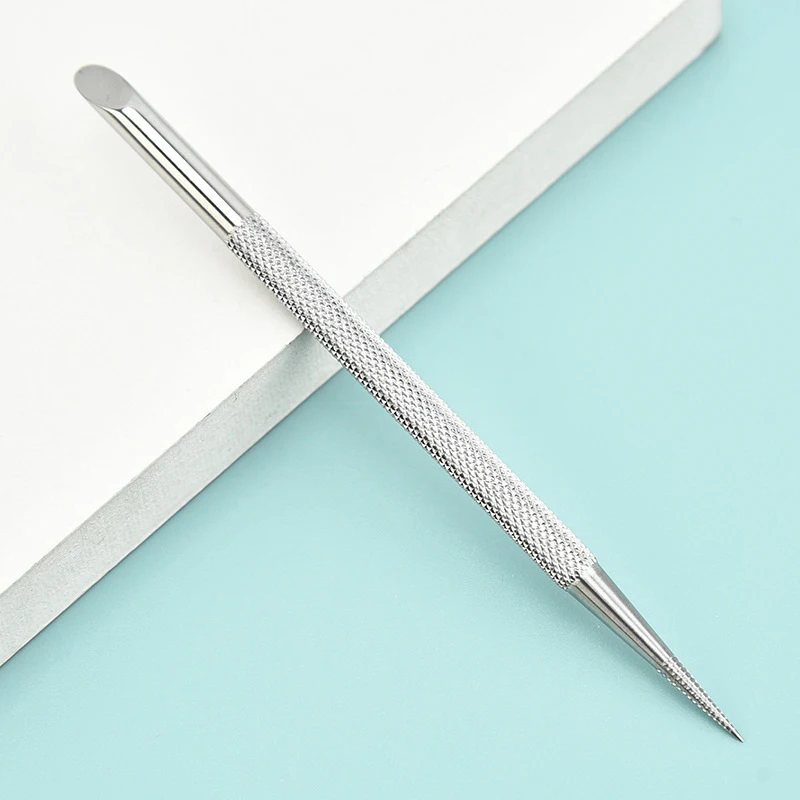 더블 엔드 스테인레스 스틸 큐티클 푸셔, 네일 매니큐어 리무버, 매니큐어 스틱, 네일 아트용 도구, 1 PC