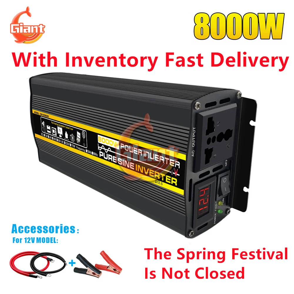 

Inverter 12v 220v Pure Sine Wave Inverter DC 12v To AC 220V 3000W 4000W 6000W 8000W Portable Power Bank Converter Solar Inverter